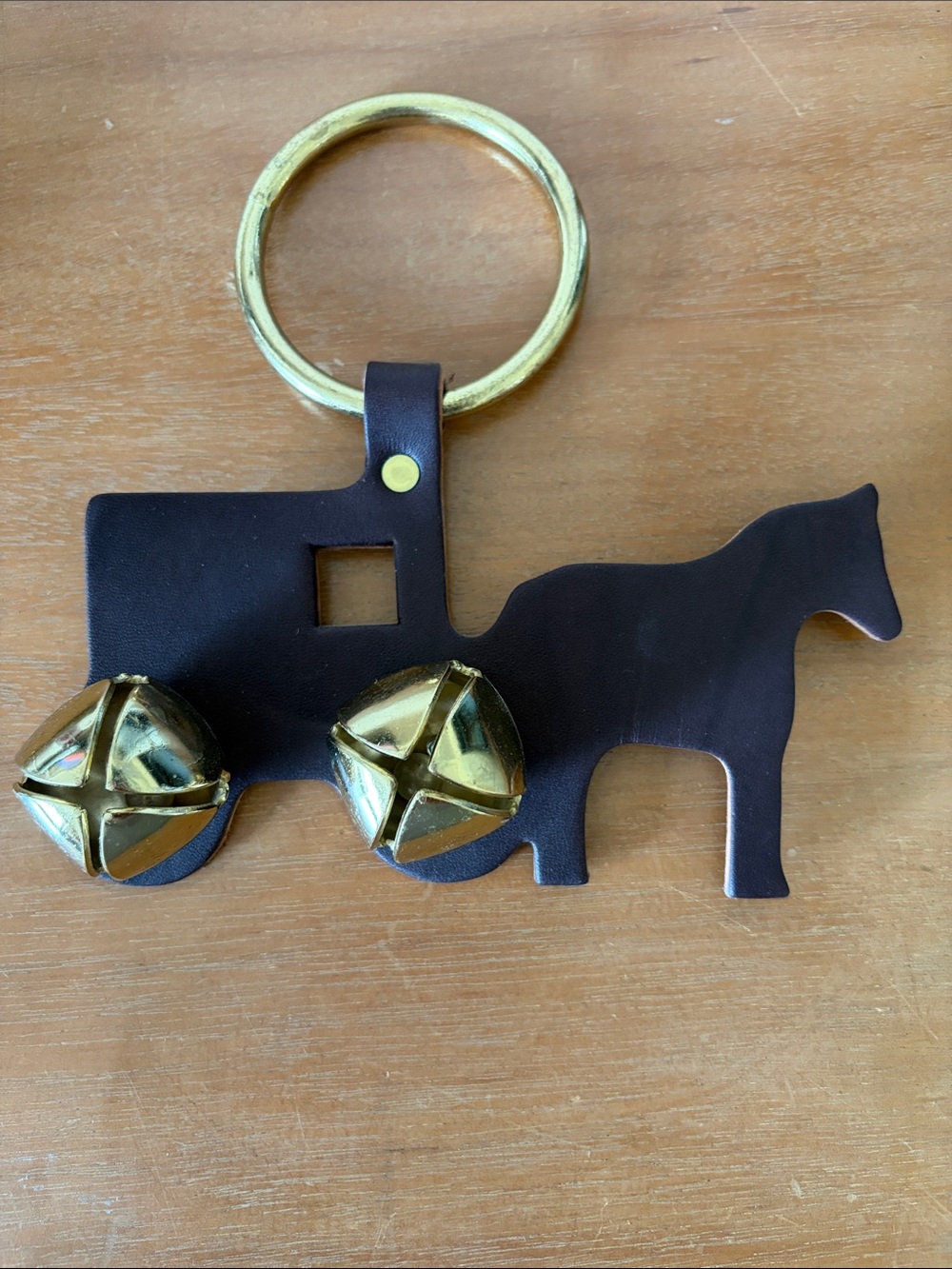 Amish Leather Horse and Buggy Sleigh Bell Door Hanger